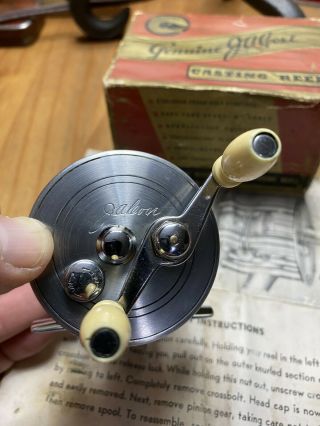 Vintage Ja Coxe Fishing Reel Model 10c Made In Bronson Mi Michigan W/box Papers