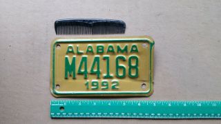 License Plate,  Alabama,  1992,  Motorcycle,  M (m.  Cycle) 44168
