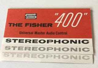Vintage The Fisher 400 Universal Master Audio Control Specs Pamphlet