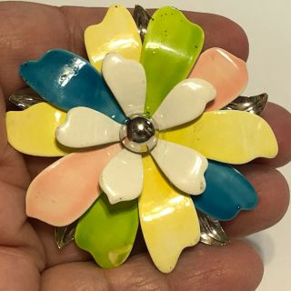 Vintage Sarah Coventry Pastel Enamel Flower Brooch Pin