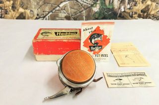 Vintage Heddon No.  57 Automatic Stripping Fly Reel,  Box & Paperwork