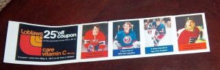 Loblaws / Save Easy Nhl Action Players 1974 - 75 4 Stamps Guy Lapointe,  3