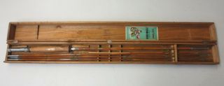 Antique Vintage Bamboo Fly Fishing Rod Wooden Case Ebisu High Class Tackle
