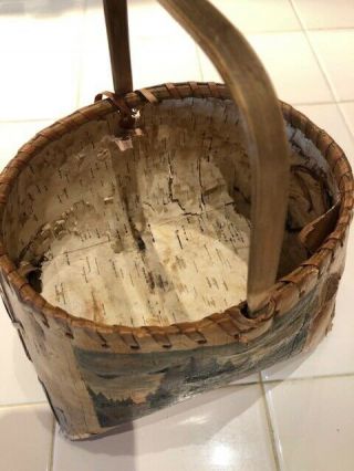 Vintage Native American Indian Hand Painted Birch Bark Basket Vintage Accesories 3