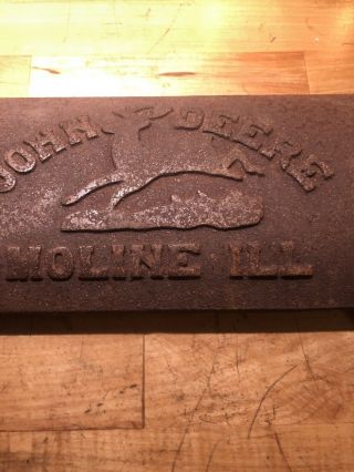 Antique Cast Iron John Deere Moline ILL - Z412 - H Advertising Farm Sign 2