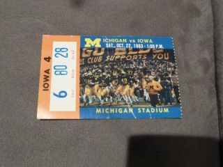 1983 Vintage Ncaa Michigan Wolverines Vs Iowa Football Ticket Stub (homecoming)