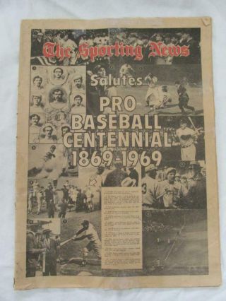 The Sporting News " Pro Baseball Centennial " Issue - April 5 1969 - Vg Cond