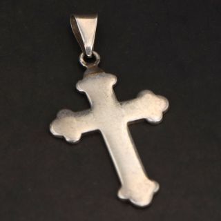 Vtg Sterling Silver - Mexico Taxco Solid Cross Religious Pendant - 11g
