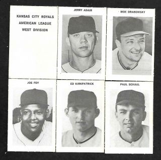 1969 Milton Bradley Mlb Baseball Kansas City Royals - Al,  Team Set Of 6,  Adair,