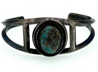 Vintage Nizhoni Traders Old Pawn Sterling Turquoise Cuff Bracelet Orig Patina