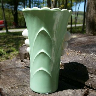Vintage Green White Milk Glass Mid Century Decor Small 5 " Vase Planter