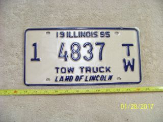 1995 Illinois Tow Truck License Plate - " Land Of Lincoln " - - 1 4837 Tw - -