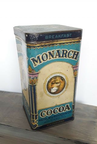 Vintage Monarch Cocoa Hinged Tin,  Reid,  Murdoch & Co
