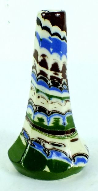 Vintage Studio Ceramic Brown Green Blue White Swirl Pottery Vase
