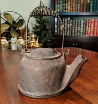Antique Wagner Ware Sidney - O - Small Cast Iron Toy Tea Kettle Salesman 