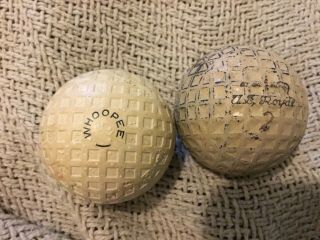 2 Vintage Antique Golf Balls “Whoopee” “U.  S.  Royal” Square Mesh Dimples 2