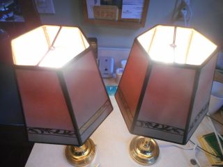 Set of Vintage Art Deco brass Ladies Table Lamps with shads 2