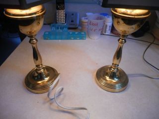 Set of Vintage Art Deco brass Ladies Table Lamps with shads 3