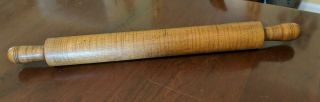 Vintage Antique Tiger Maple Rolling Pin Turned Wood Treenware