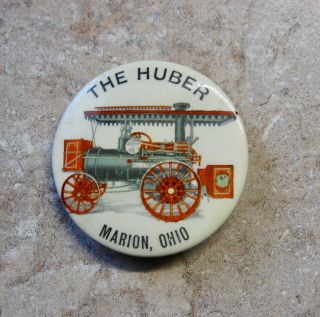 Antique Huber Steam Tractor Advertising Pin Back Button 1904