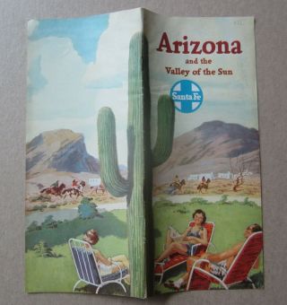 Old Vintage 1949 - Santa Fe Railway - Arizona Valley Of The Sun - Brochure