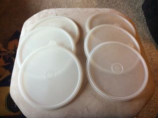6 Vintage Tupperware Sheer 6.  5” Cereal Bowl Lid Replacements 227 C Tab