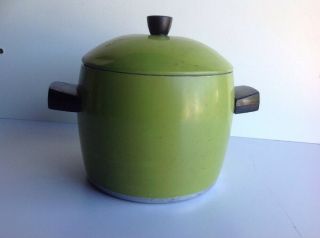 Retro Green Pot Cookie Jar Biscuit Barrel With Lid Vintage Cooking Pot