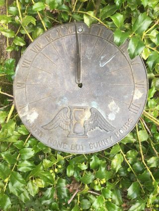 Vintage Brass Sundial Father Time " Grow Old Along With Me " 11.  25 " Diameter