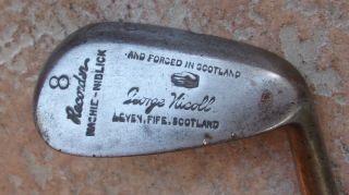 Antique Vintage George Nicoll Recorder Hickory Wood Shaft Golf Mashie Niblick