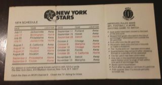 1974 YORK STARS - World Football League - 3.  75 