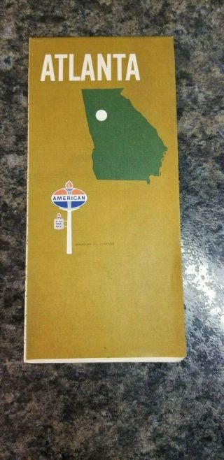 1968 Vintage Map Atlanta Ga American Oil Co.  (1176)