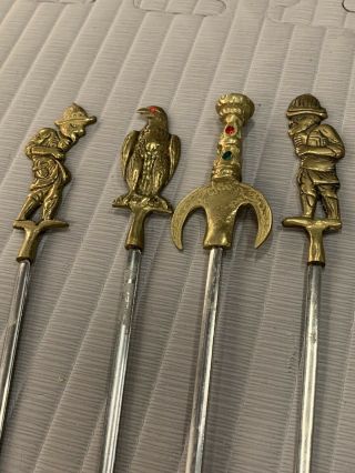 Vintage Brass Shish Kebab Stainless Steel Skewers Sword,  Raven,  2 Men 17”