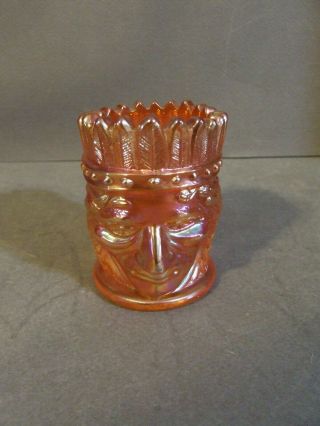 Vintage St Clair Glass Co Marigold Carnival Glass Indian Head Toothpick Holder