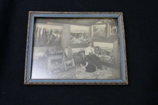 Antique Photo Montana Photographer With Paintings In Studio