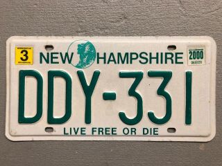 Vintage Hampshire License Plate Old Man Of The Mountain Ddy - 331 2000 Sticker