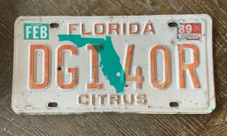 1989 Florida License Plate Citrus County Dgi 40r
