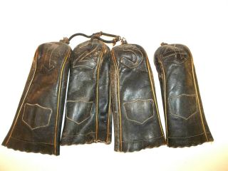 Vintage Set Of 4 Leather Golf Club Head Covers