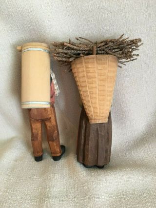 Wood Carving - Swiss Made - Couple Figures - Very Fine - Paper Tag 2
