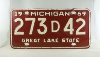 1969 Michigan Dealer License Plate - 273 D 42 -