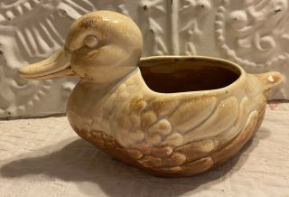 Vintage Hull Duck Planter Dish Two Tone Glaze Usa Pottery Mallard Cabin Ec