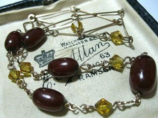 Vintage Jewellery Antique 1930s Art Deco Cherry Red Amber Bakelite Bead Necklace