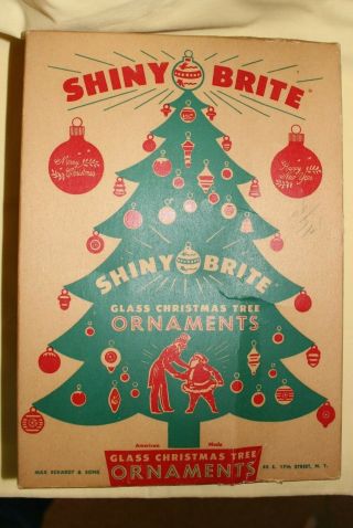 Vintage Box 12 Small Mercury Glass Shiny Brite Holiday Christmas Ornaments