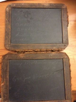 Antique Child ' s Double Blackboard,  Leather trimmed 3