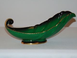Vtg Art Deco Carlton Ware Vert Royale 11 " Candy Bowl Cornucopia Horn Of Plenty