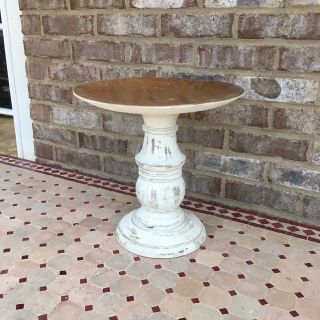 Large Wood Cake Plate Stand White Wedding Display Column Pedestal Antique Style