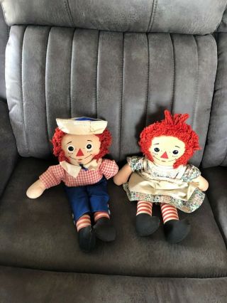 Vintage Raggedy Ann And Andy Dolls Knickerbocker 16 " With Tags