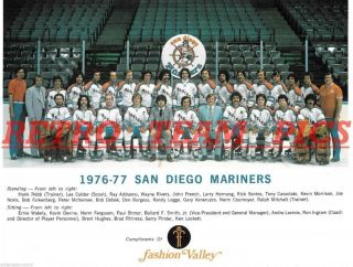 1976 - 77 San Diego Mariners Wha Reprint Hockey Team Photo