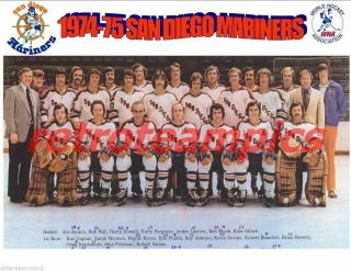 1974 - 75 San Diego Mariners Wha Reprint Hockey Team Photo