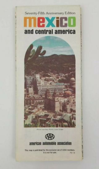 Vintage Road Map - 1976 Aaa Mexico & Central America Road Map