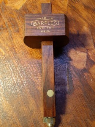 Antique Wood & Brass Marking Mortise Gauge Scribe By Marples Made In England